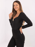 Elegante schwarze Bluse mit langen Ärmeln