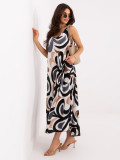 Schwarzes Maxi-Sommerkleid mit V-Ausschnitt und Print