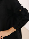 Schwarzes Hemdblusenkleid mit langen Ärmeln, Mini