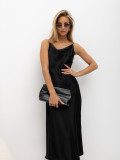 Elegantes schwarzes Midi-Kleid mit verstellbaren Trägern
