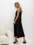 Elegantes schwarzes Midi-Kleid mit verstellbaren Trägern