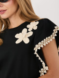 Schwarze Baumwollbluse mit Applikation