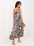 Schwarzes Maxi-Kleid mit V-Ausschnitt und Animal-Print