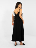 Schwarzes Maxi-Sommerkleid mit V-Ausschnitt und Taschen