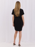 Schwarzes Sommerkleid mit Print und Taschen