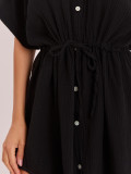 Schwarzes Oversize-Sommerkleid mit Kragen