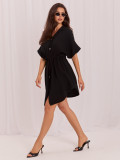 Schwarzes Oversize-Sommerkleid mit Kragen