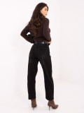 Schwarze Balloon Fit Jeans mit hohem Bund und Gürtel
