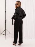 Schwarze Wide-Leg-Sweatpants mit Applikation