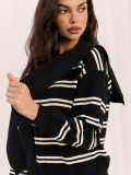 Schwarzer gestreifter Pullover mit Rundhalsausschnitt