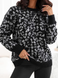 Schwarzer Pullover mit Animal-Print
