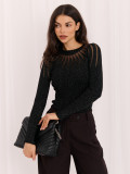 Eleganter schwarzer Pullover mit Rundhalsausschnitt