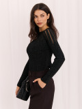 Eleganter schwarzer Pullover mit Rundhalsausschnitt