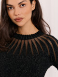 Eleganter schwarzer Pullover mit Rundhalsausschnitt