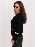 Eleganter schwarzer Strickpullover mit Knöpfen