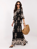 Damen-Set mit Print und Bindung, schwarz