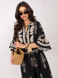 Damen-Set mit Print und Bindung, schwarz