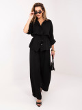 Elegantes schwarzes Set mit Hemd und weiter Hose