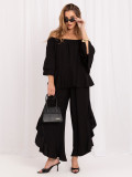 Schwarzes Set mit Bluse und Hose