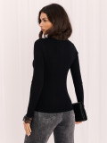 Eleganter schwarzer Pullover mit Spitze