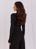 Eleganter schwarzer Pullover mit Wickelausschnitt