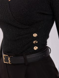 Eleganter schwarzer Pullover mit Wickelausschnitt