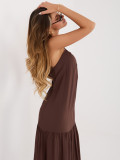 Braunes ausgestelltes Midi-Kleid mit Volant
