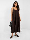 Maxi-Sommerkleid mit V-Ausschnitt, braun