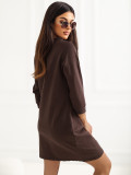 Braunes Baumwoll-Minikleid mit 3/4-Ärmeln