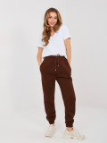 Damen-Sweatpants mit hohem Bund, braun