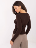 Eleganter brauner Pullover mit V-Ausschnitt