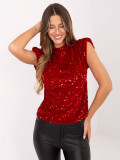 Elegante rote Bluse mit Paillettenapplikation