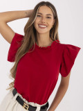 Elegante rote Bluse mit Rüschen