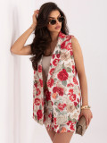 Elegante rote Weste mit Blumenmuster