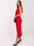 Elegantes rotes Midi-Kleid mit Wickelausschnitt
