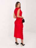 Elegantes rotes Midi-Kleid mit Wickelausschnitt