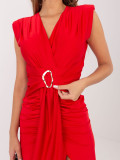 Elegantes rotes Midi-Kleid mit Wickelausschnitt