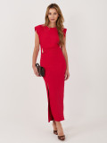 Rotes Midi-Kleid mit Raffungen