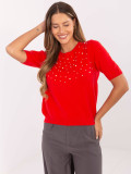 Eleganter roter Pullover mit Applikation