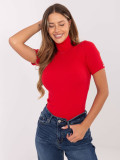 Eleganter roter Pullover mit Rollkragen