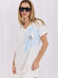 Weißes Sommerkleid mit Print und Taschen