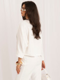 Eleganter Ecru-Pullover mit V-Ausschnitt