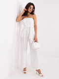 Eleganter Jumpsuit mit Streifen und Gürtel, ecru