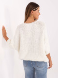 Eleganter ecru Pullover mit 3/4 Ärmeln