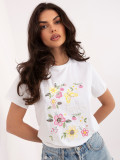 Weißes T-Shirt mit Applikation und Stickerei