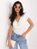 Elegante Bluse mit V-Ausschnitt in Ecru