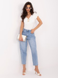 Elegante Bluse mit V-Ausschnitt in Ecru