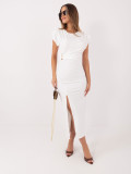 Elegantes Midi-Kleid mit Raffung in Ecru
