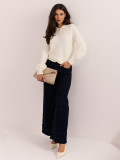 Eleganter Ecru-Pullover mit Kragen und Knöpfen