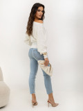 Eleganter Ecru-Pullover mit Gürtel